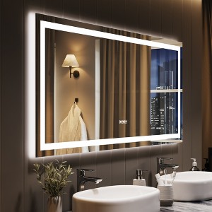 LED Bathroom Mirror with Lights, Dimmable Vanity Mirror, Front&Backlit, 3 Colors, Memory, Anti-Fog Light Up Wall Mirror, Horizontal/Vertical - 1 of 4