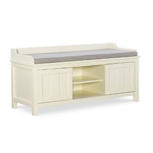 45" Lakeville Antique Solid Wood Storage Bench with Cushion, Entryway Seating - Linon - 1 of 4