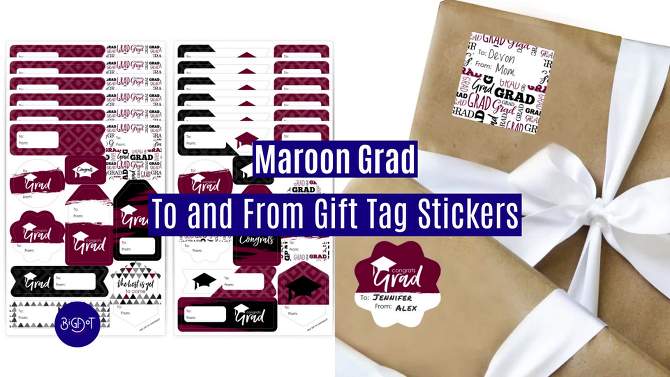 Big Dot of Happiness Maroon Grad Best is Yet to Come Assorted Burgundy Graduation Party Gift Tag Labels To and From Stickers 12 Sheets 120 Stickers, 2 of 10, play video