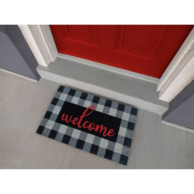 Buffalo Plaid Red and Black Coir Outdoor Doormat
