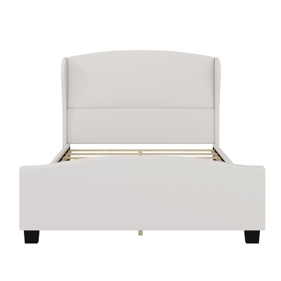 VYNXARIA Beige Queen Size 51" High Headboard Wingback Linen Upholstered Bed - No Box Spring Required