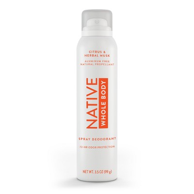 Native Deodorant & Body Spray for Men & Women - Citrus & Herbal Musk - Aluminum Free - 3.5oz