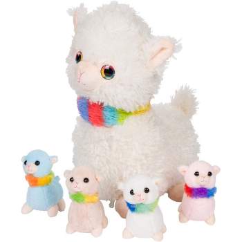 PixieCrush Plush Stuffed Llama Mommy Toy with 4 Babies  in her Tummy for kids