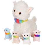 PixieCrush Plush Stuffed Llama Mommy Toy with 4 Babies  in her Tummy for kids