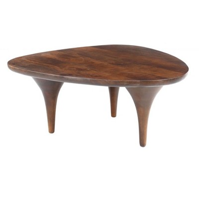 Coffee Table , 15.7" H Triangular Mango Wood with Brown Finish, Modern Indoor Living Table By Zuo Modern