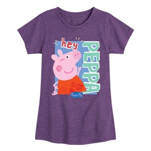 Girls' - Peppa Pig - Hey Fitted Short Sleeve Graphic T-Shirt - 1 of 4