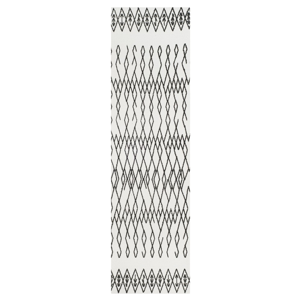 Ivory/Black Geometric Loomed Runner 2'3inx6' - Safavieh