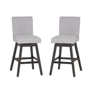 Linon Set of 2 Cyrus Swivel Barstools Gray - 1 of 4