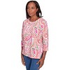 Alfred Dunner Womens Embellished Crewneck Paisley Top - 3 of 4