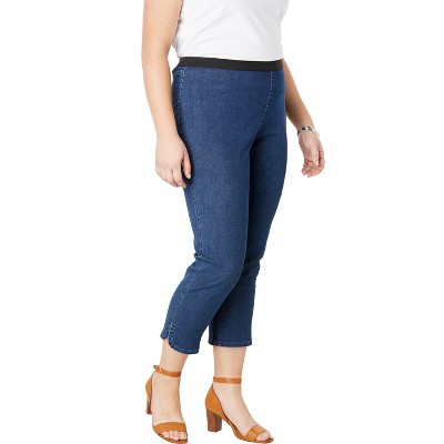 Jessica London Women's Plus Size Curved Hem Crop Stretch Jeans Capri Pants  - 22 W, White : Target