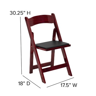 Elegant Mahogany Wood Folding Chair with Vinyl Padded Seat
