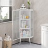 22.25'' Floor Coner Cabinet,Three Tiers with Tempered Glass Doors and Storage Shelves - 2 of 4