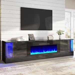 70" LED Lights Entertainment Center with Flip Doors & Corner Glass Decor - 1 of 4