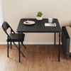 3-Piece Folding Dining Table Set for 2 – Black Faux Leather Tabletop with 2 Padded Chairs, Space-Saving Modern Square Kitchen & Dining Table - 3 of 4