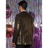 Lars Amadeus Men's Peak Lapel Prom Party Plaid Shining Sequin Blazer - 3 of 4