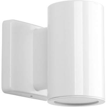 Progress Lighting Cylinders 1-Light Outdoor Wall Light in White Aluminum with Shade