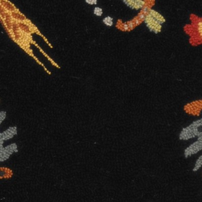 Handmade Black Wool Area Rug with Rooster Pattern