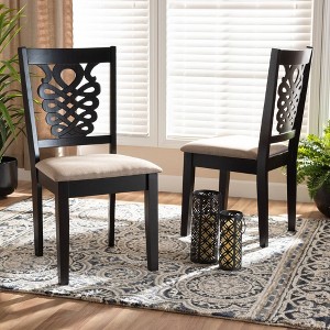 2pc Gervais Dining Chairs Set Brown - Baxton Studio: High Weight Capacity, Polyester Upholstery, Wood Frame - 1 of 4