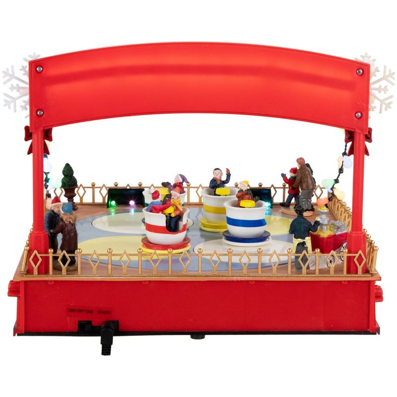 Northlight 10.75" Animated and Musical Winter Carnival Teacup Ride Christmas Village Display, 5 of 6