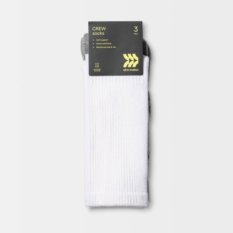 Men's Striped Arch Crew Socks 3pk - All in Motion™ 6-12, 2 of 6