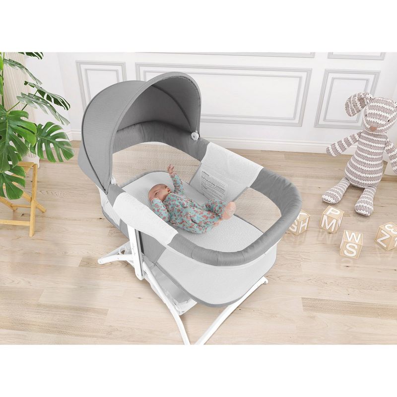 Dream On Me JPMA Certified Insta Fold Bassinet and Cradle in Light Grey, 4 of 14