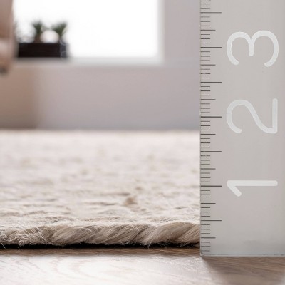 Off-White Round Hand Woven Jute Area Rug