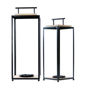 VIP Metal 19 in. Black Open Air Lanterns Set of 2 - 1 of 4
