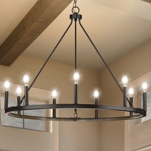Urban Ambiance Luxury Modern Farmhouse Indoor Chandelier,  26-1/2''H x 35-1/2"W x 35-1/2''D,  Matte Black Finish, UHP4605 - 1 of 4