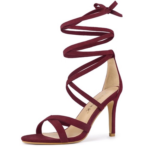 Strappy best sale burgundy heels