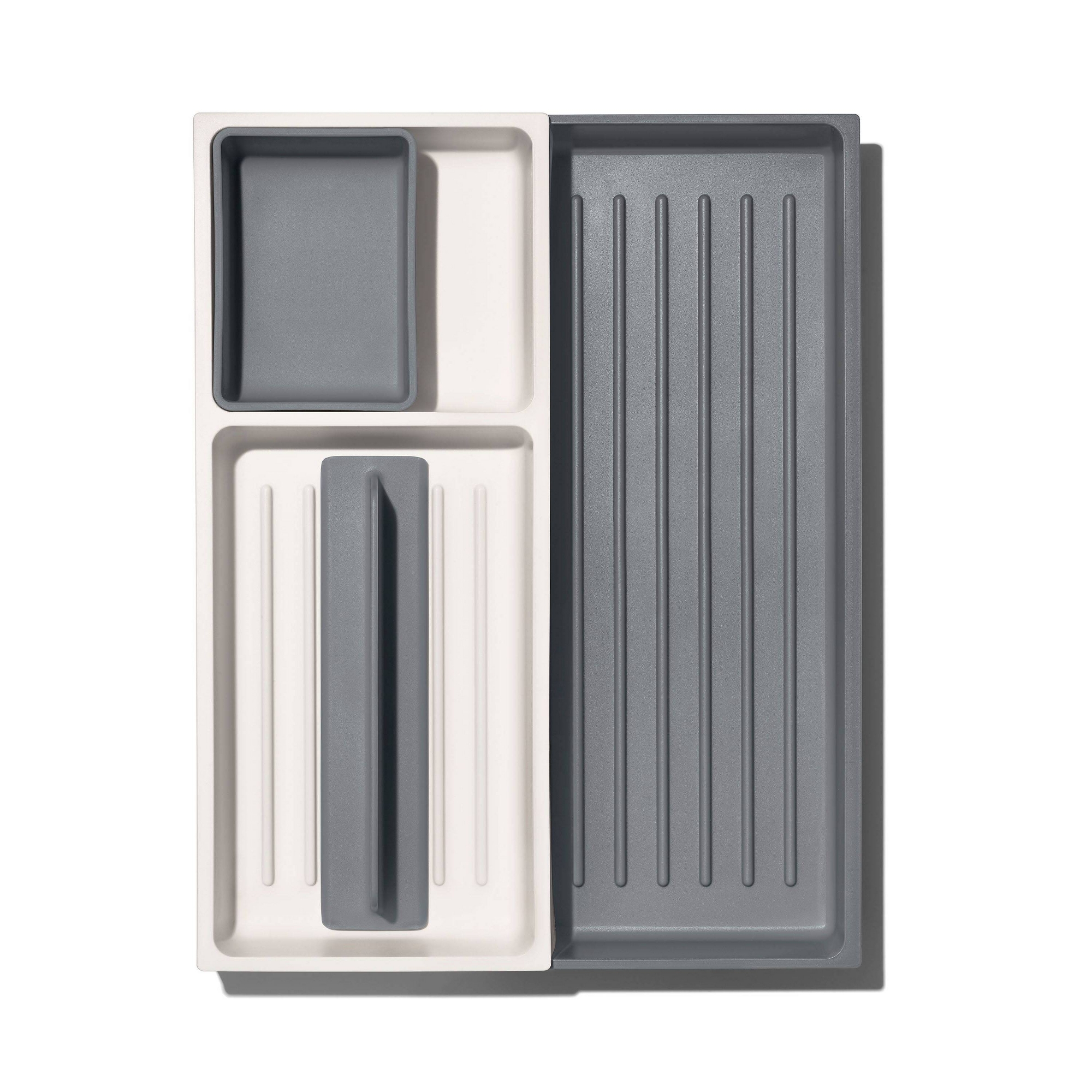 OXO Expandable Kitchen Tool Drawer Organizer: Gray Utensil Storage for Kitchen Drawers, Hand Wash, Lifetime Warranty