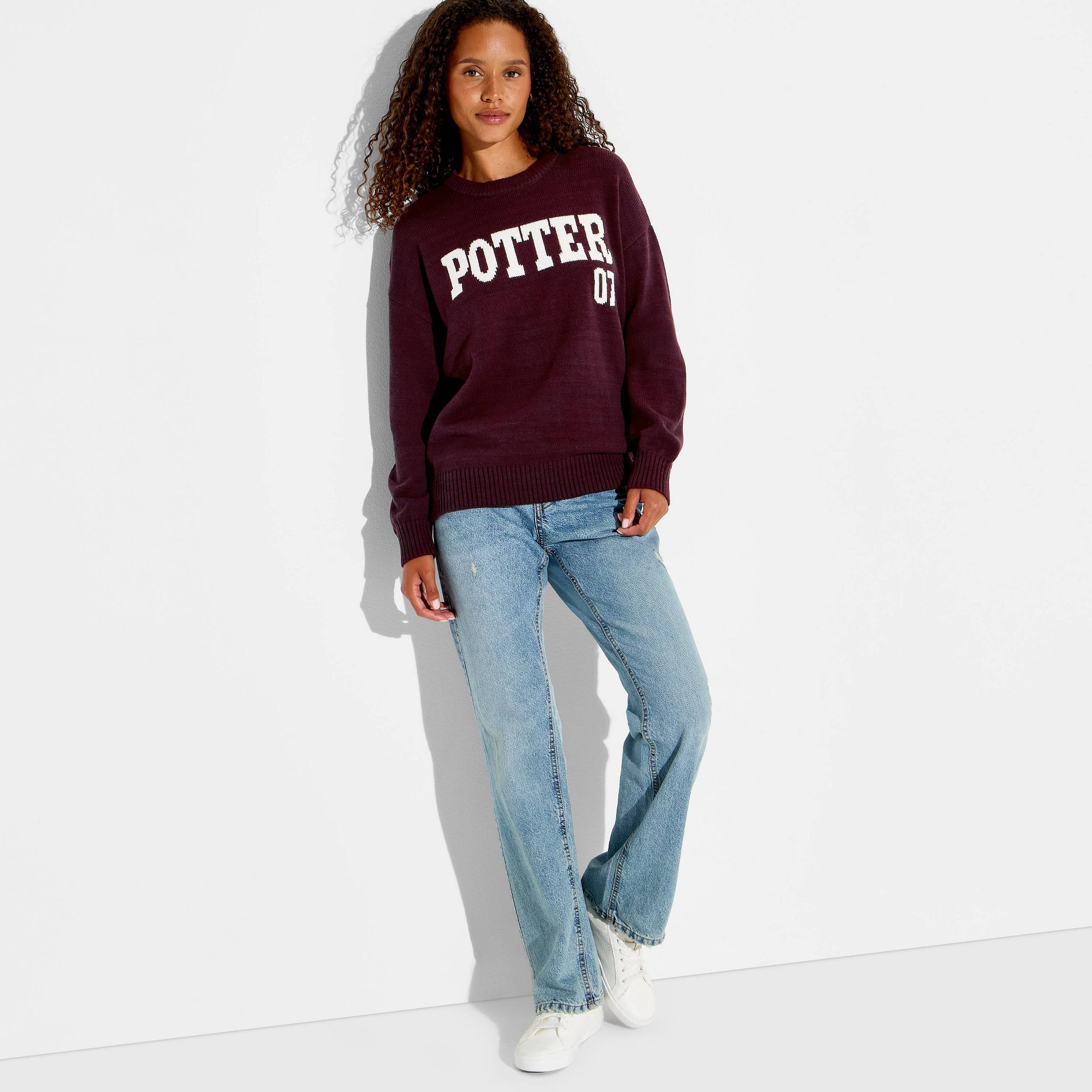 Women's Harry Potter Graphic Pullover Sweater - Burgundy
