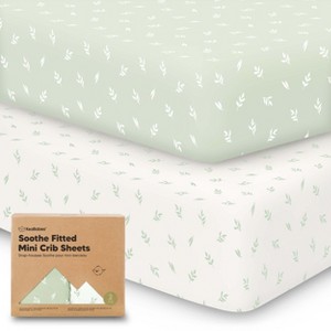 KeaBabies Mini Crib Sheets for Baby Girls, Boys, 2-Pack Soothe Pack and Play Sheets Fitted, Organic Pack N Play Mattress Sheet - 1 of 4