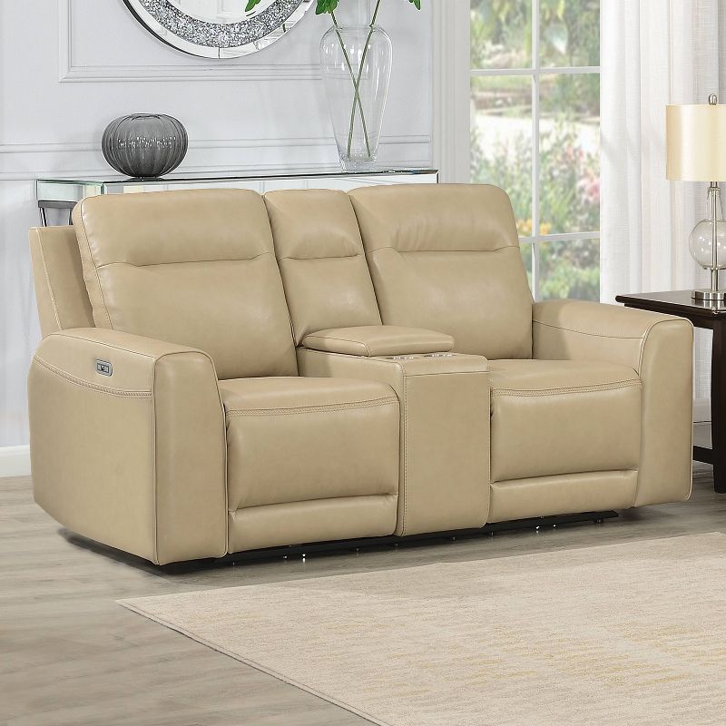 Doncella Power Recliner Console Loveseat Sand - Steve Silver Co., 4 of 8