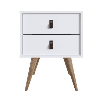 Amber 2 Drawer Nightstand with Faux Leather Handles - Manhattan Comfort