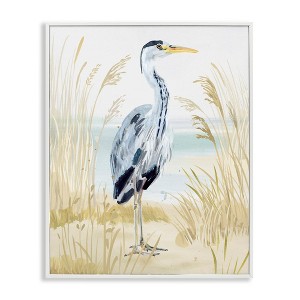Stupell Industries Modern Heron on Beach Black Framed Giclee Art - 1 of 4