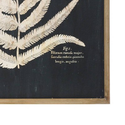 Set of 2 Black and White Fern Leaf Framed Canvas Prints