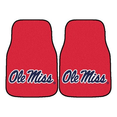 NCAA University of Ole Miss Rebels Carpet Car Mat Set - 2pc