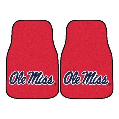 NCAA University of Ole Miss Rebels Carpet Car Mat Set - 2pc