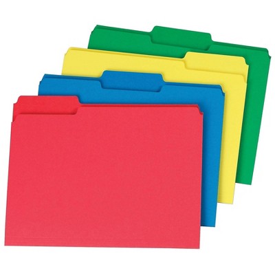 MyOfficeInnovations Colored Top-Tab File Folders 3 Tab Assorted Colors Letter Size 24/PK 285130