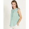 INSPIRE CHIC Women's Ruffled Curved Hem Business Office Vintage Sleeveless Blouse - 4 of 4