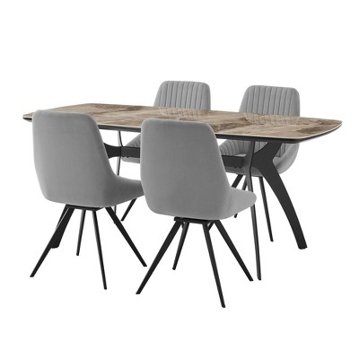 5pc Andes and Alison Rectangular Dining Set Gray - Armen Living