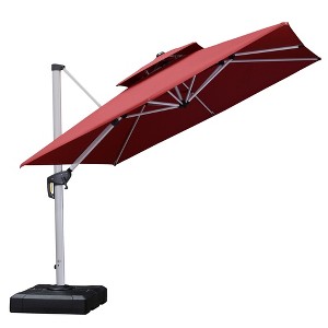 PURPLE LEAF Square Patio Umbrella Cantilever Umbrella with Base for Pool Lawn Garden 360° Rotation - 1 of 4