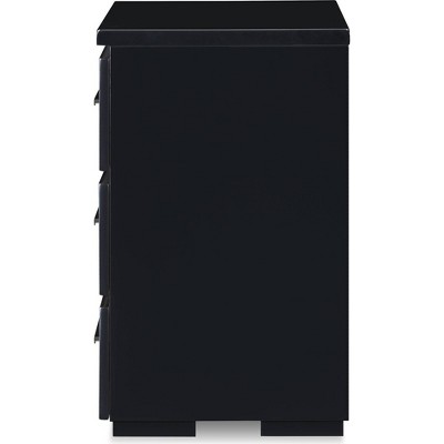 Belmont 3-Drawer Black Nightstand with Chrome Accents