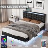 NicBex Full/Queen Floating Bed Frame with Headboard,Modern Upholstered Platform Bed Frame with LED Lights and USB,Wood Slats Support,No-Noise - 3 of 4