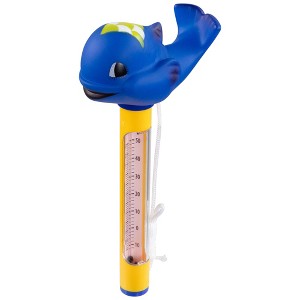 Northlight 9" Blue Whale Floating Swimming Pool Thermometer with Cord - 1 of 4