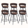 DYHOME 28 inch Bar Stools Set of 6, Modern Counter Height Bar Stools, 360° Swivel Suede Fabric Stool Chairs with Woven Back and Footrest - 3 of 4