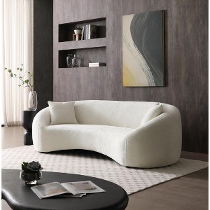 93" Minimalist Curved 3-Seater Sofa, Chenille Velvet Upholstered Cloud Couch with Tight Curved Back for Living Room, Apartment,Office - 1 of 4