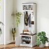 Munora 3-in-1 Hall Tree - Entryway Bench with Coat Rack, 3 Hooks & Shoe Storage - White/Oak Wood Grain - 2 of 4