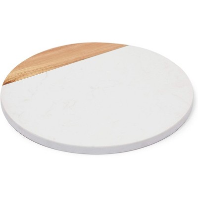 Juvale Wood and Marble Pastry Board for Cheese Cutting, Charcuterie Platter & Serving Tray, 11"