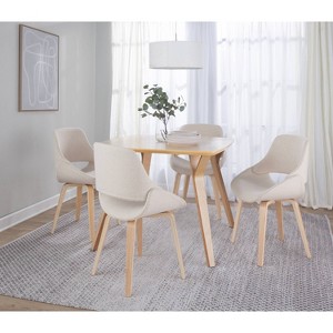 LumiSource Set of 2 Fabrico Dining Chairs Natural/Cream : Upholstered, Wood Frame, Foam Filled, Contemporary Style - 1 of 4